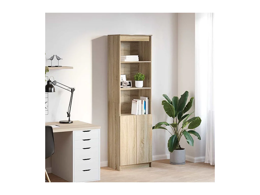 Buffet haut chêne sonoma 50x35x180 cm bois d'ingénierie