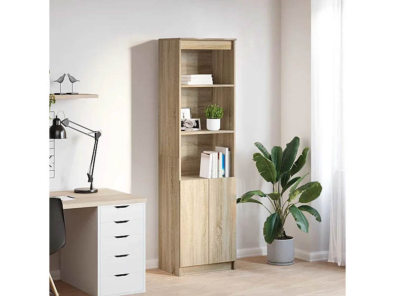 Buffet haut chêne sonoma 50x35x180 cm bois d'ingénierie