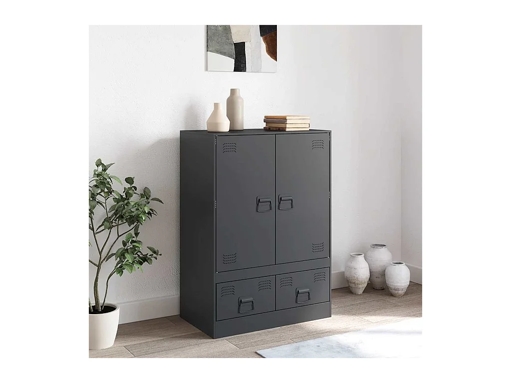 Buffet haut anthracite 67x39x95 cm acier