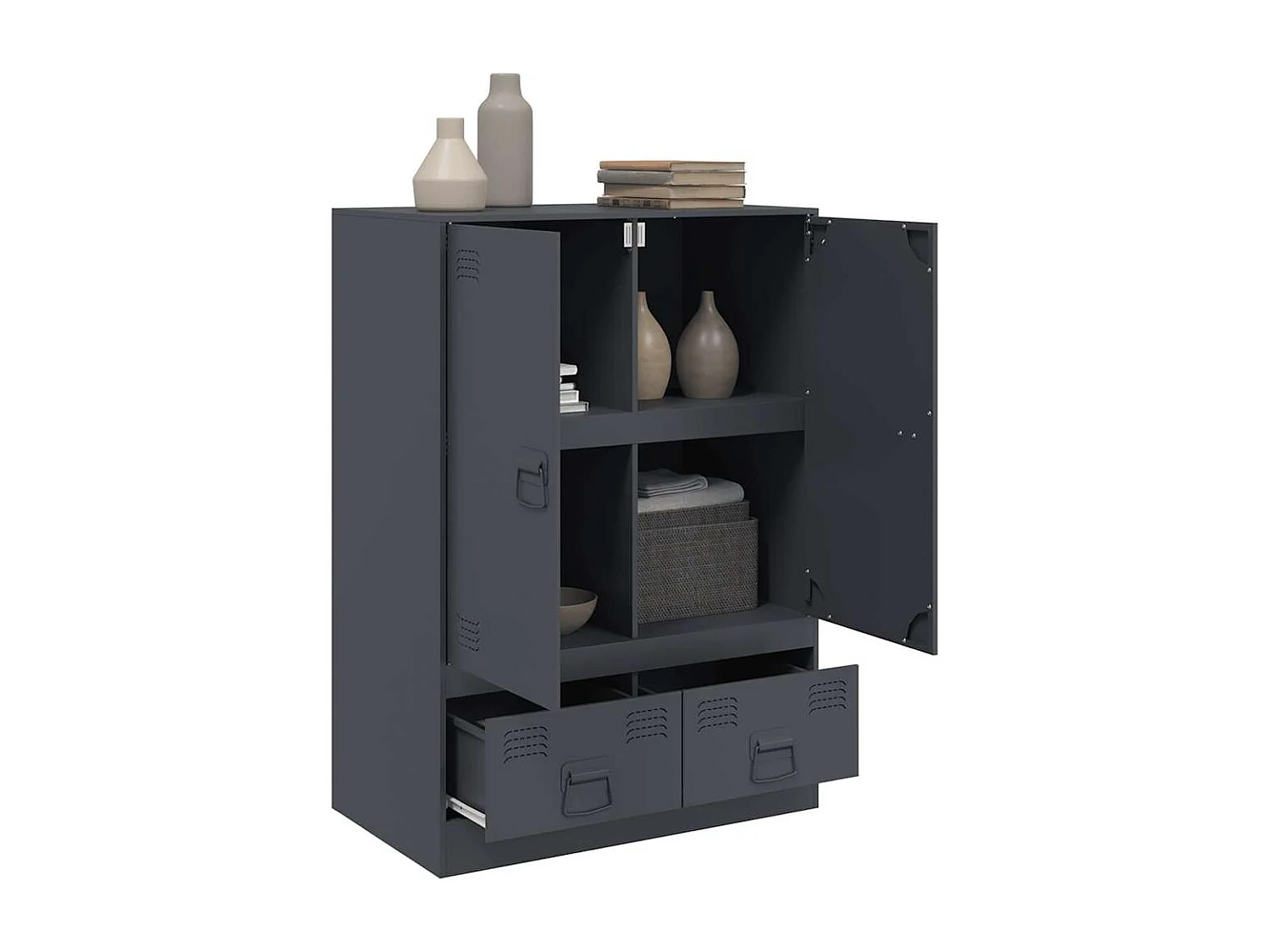 Buffet haut anthracite 67x39x95 cm acier