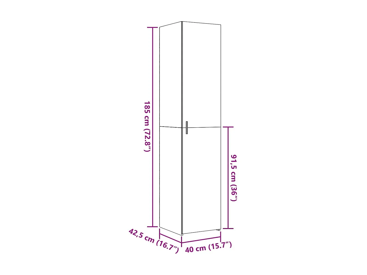 Buffet haut chêne fumé 40x42,5x185 cm bois d'ingénierie