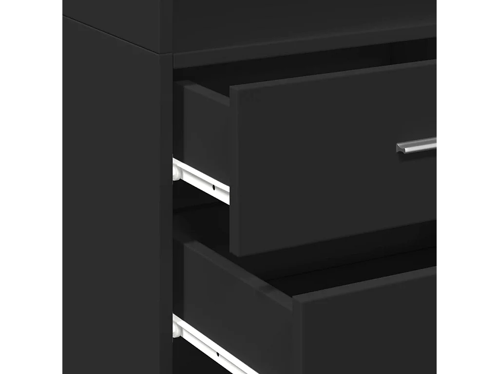 Buffet haut noir 45x42,5x185 cm bois d'ingénierie