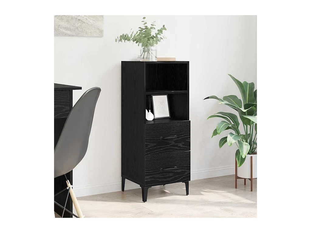Dressoir met lade Zwart eiken 34 x 34,5 x 90 cm Bewerkt hout