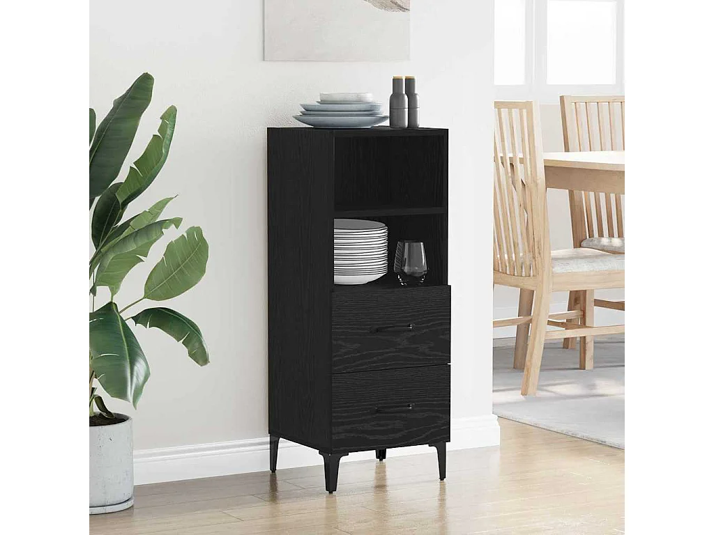 Buffet Chêne noir 34 x 34,5 x 90 cm Bois d'ingénierie