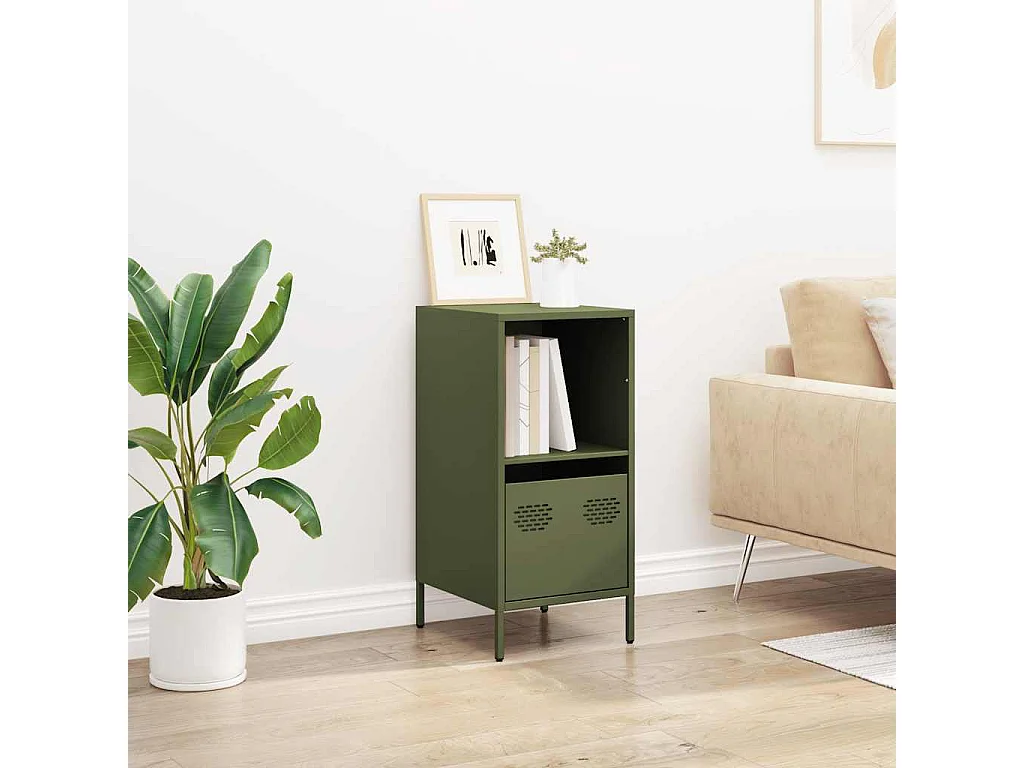 Buffet vert olive 35x39x73,5 cm acier laminé à froid