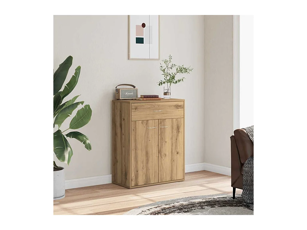 Buffet chêne artisanal 60x30x75 cm bois d'ingénierie