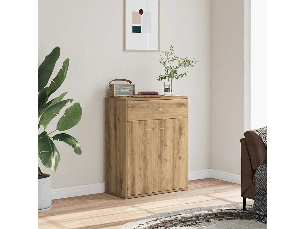 Buffet chêne artisanal 60x30x75 cm bois d'ingénierie