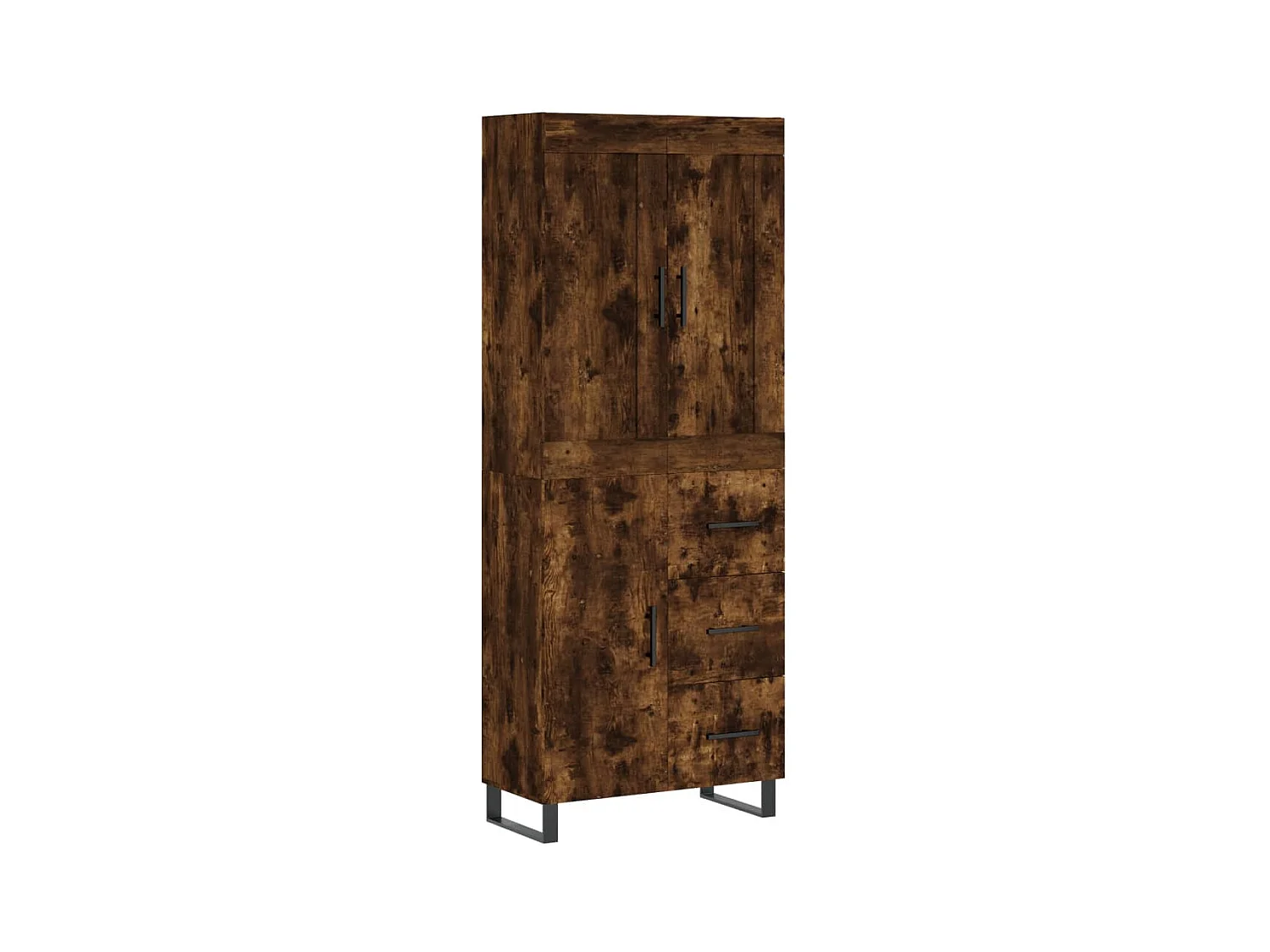 Hoge kast 69,5x34x180 cm bewerkt hout gerookt eikenkleurig