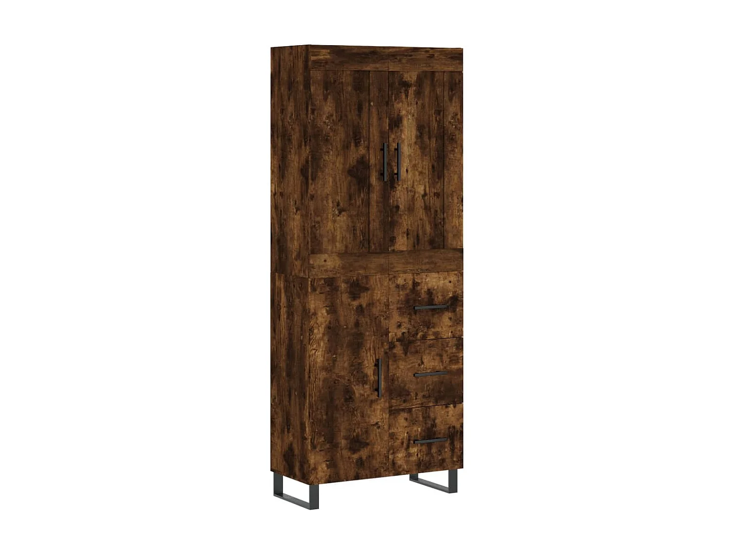 Buffet haut Chêne fumé 69,5x34x180 cm Bois d'ingénierie