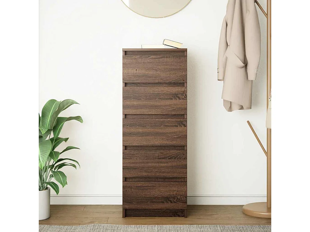 Buffet avec tiroirs chêne marron 37,5x35x99cm bois d'ingénierie