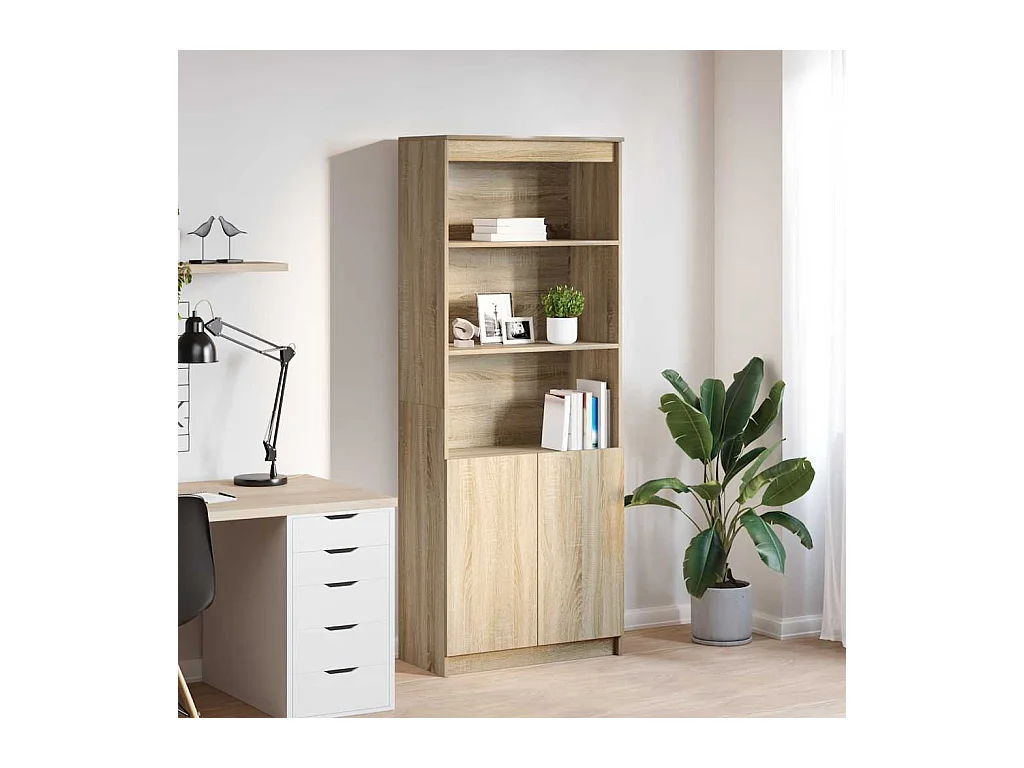 Buffet haut chêne sonoma 70x35x180 cm bois d'ingénierie