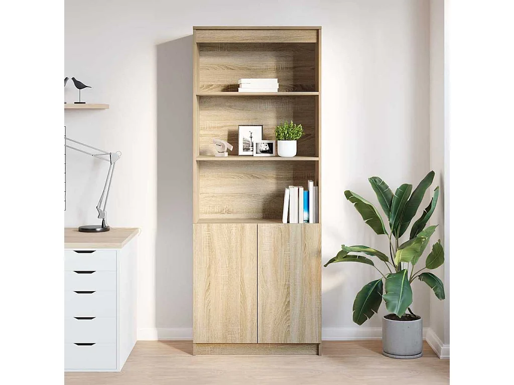 Buffet haut chêne sonoma 70x35x180 cm bois d'ingénierie