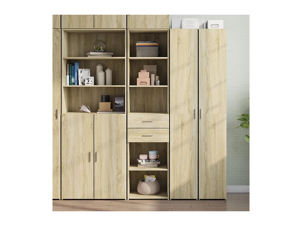 Buffet haut chêne sonoma 45x42,5x185 cm bois d'ingénierie