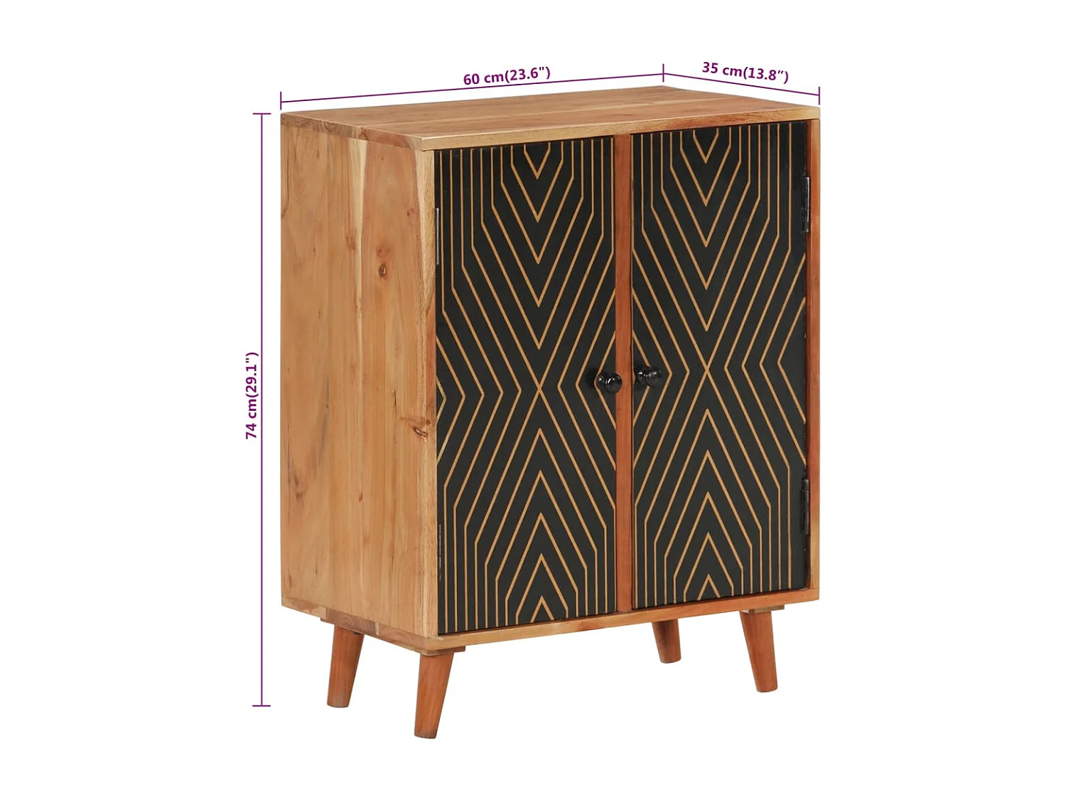 Buffet 60x35x74 cm bois massif d'acacia