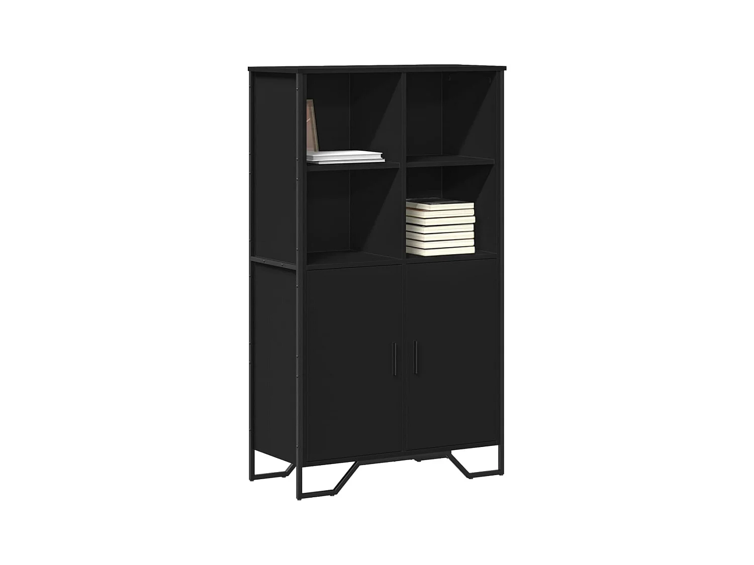 Hoge kast 79,5x35,5x137,5 cm bewerkt hout zwart