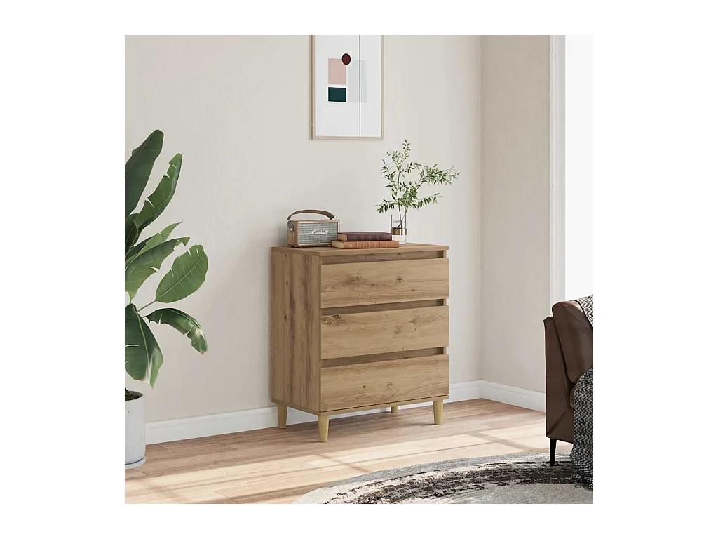 Aparador madera contrachapada roble artisian 60x35x70 cm