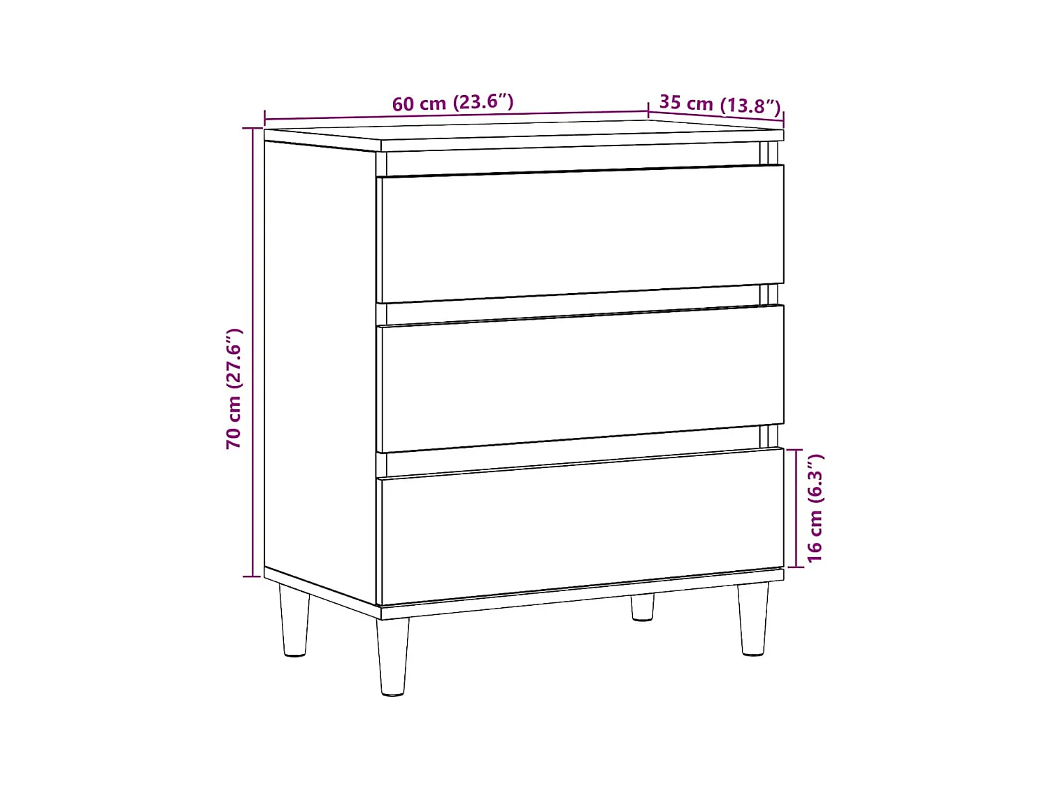 Aparador madera contrachapada roble artisian 60x35x70 cm