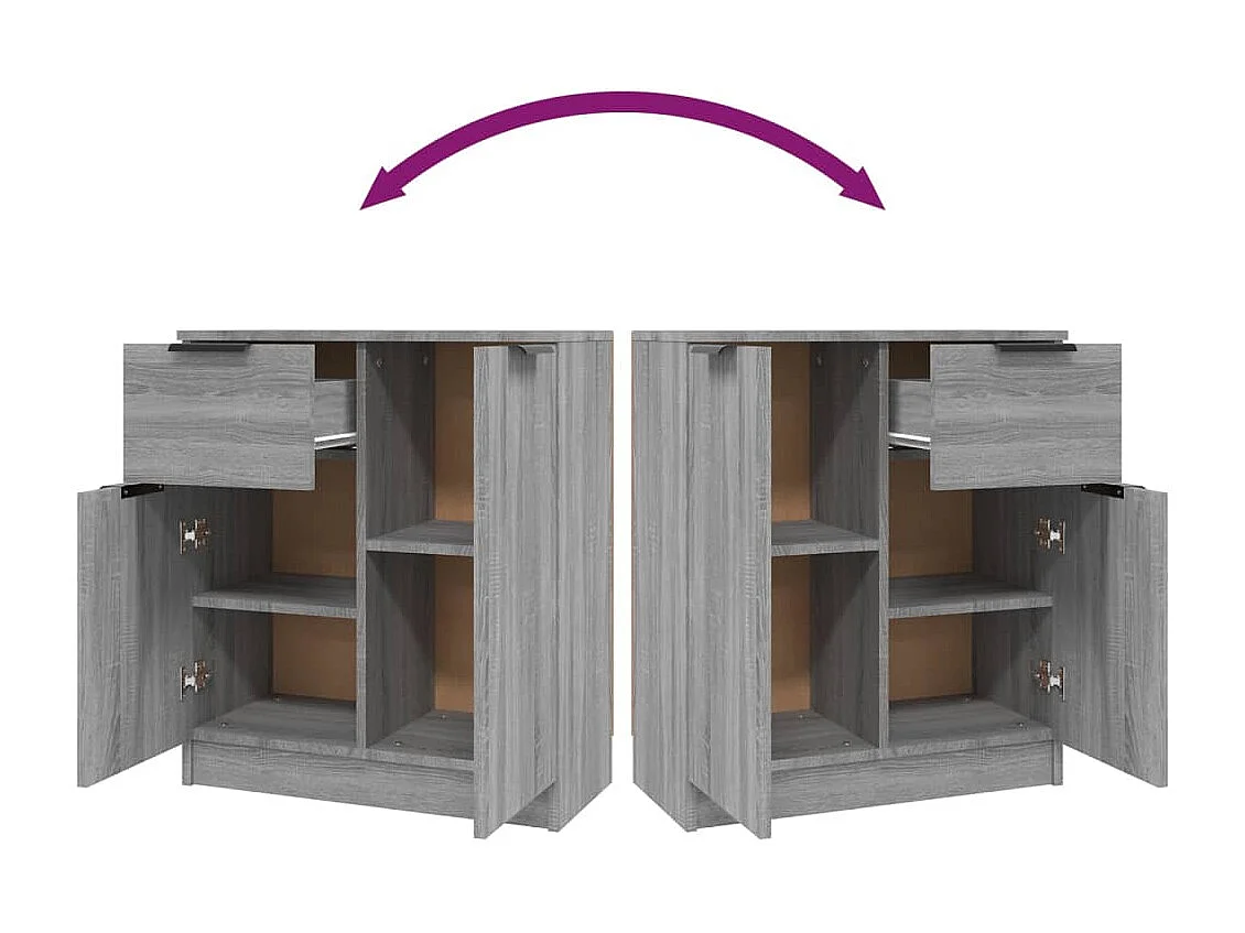 Buffets 2 pièces Sonoma gris 60x30x70 cm Bois d'ingénierie