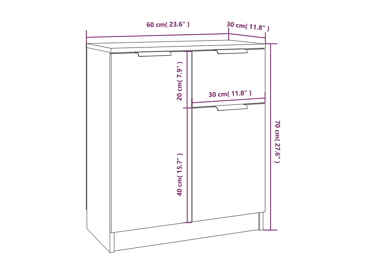 Buffets 2 pièces Sonoma gris 60x30x70 cm Bois d'ingénierie