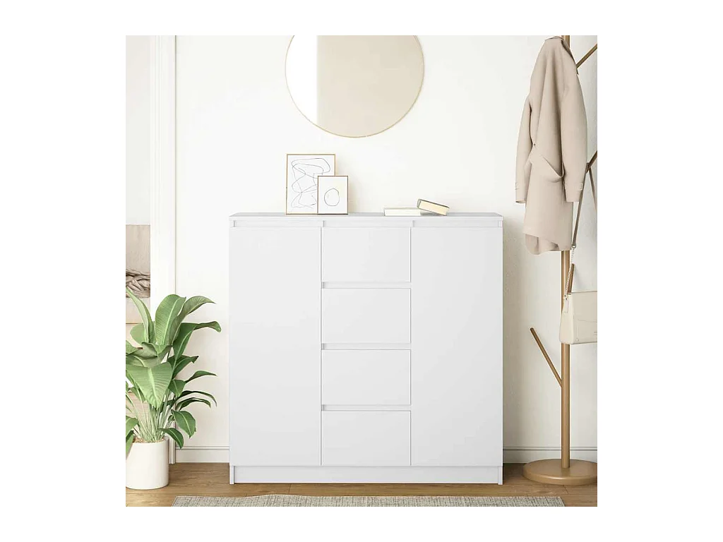 Buffet avec tiroirs blanc 100,5x35x98,5 cm bois d'ingénierie