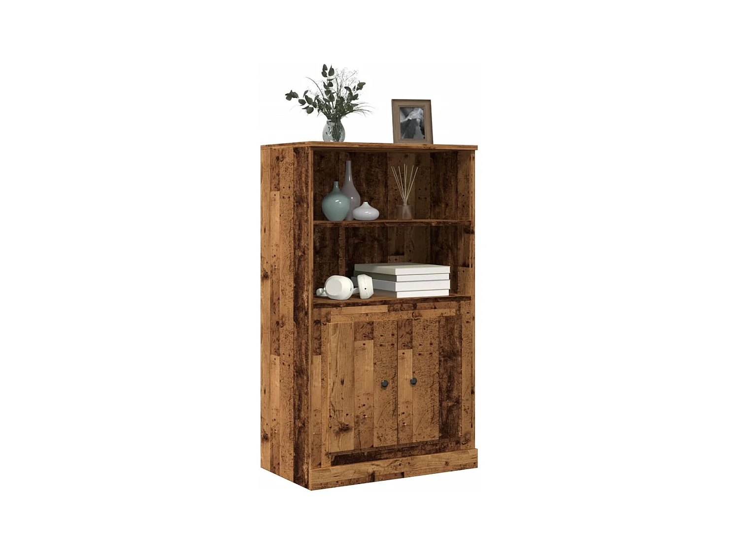 Buffet haut vieux bois 60x35,5x103,5 cm bois d'ingénierie
