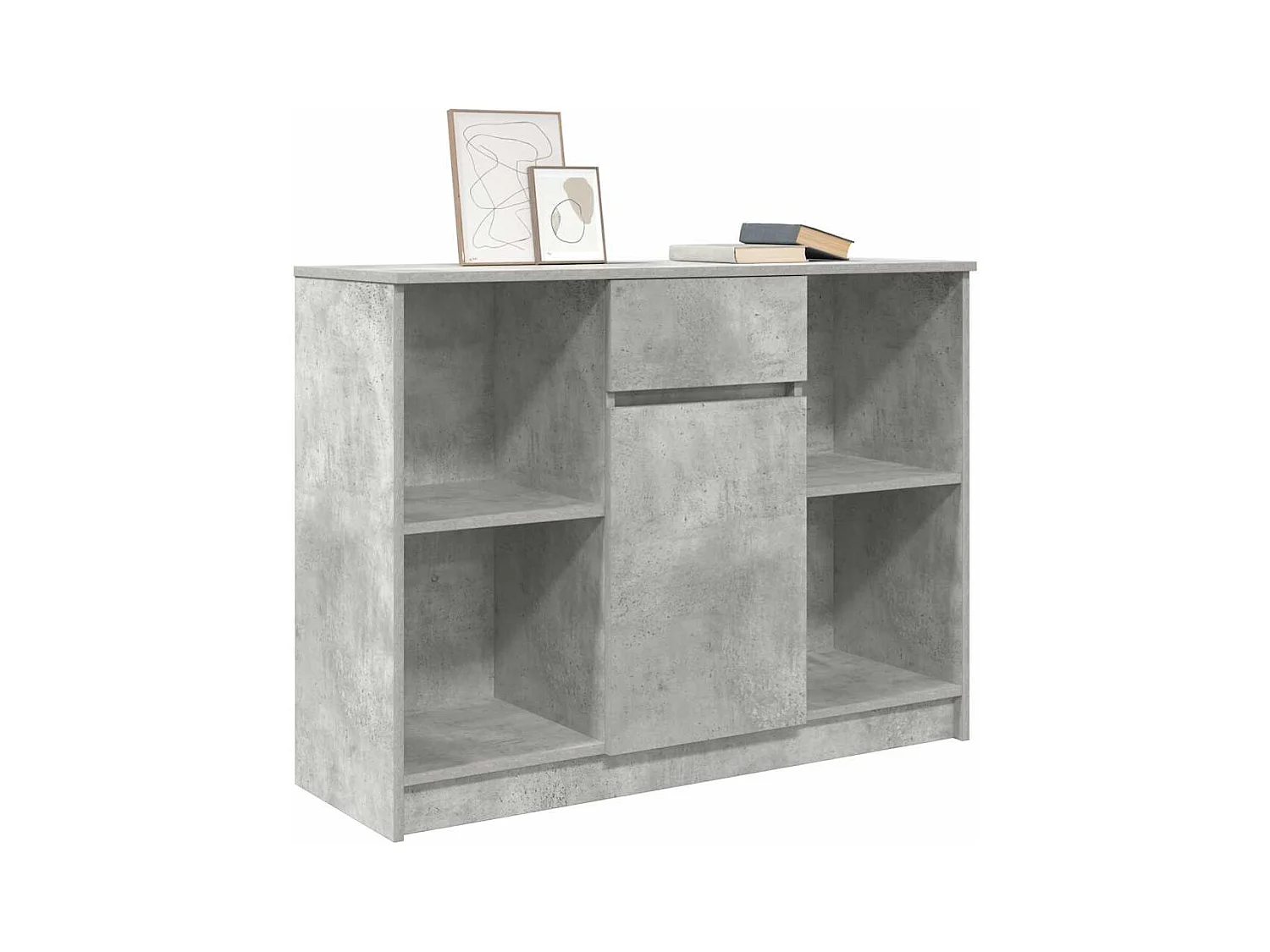 Buffet avec tiroir gris béton 101x35x76 cm bois d'ingénierie