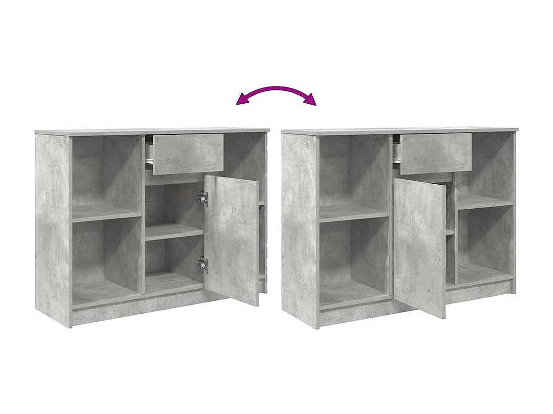 Buffet avec tiroir gris béton 101x35x76 cm bois d'ingénierie