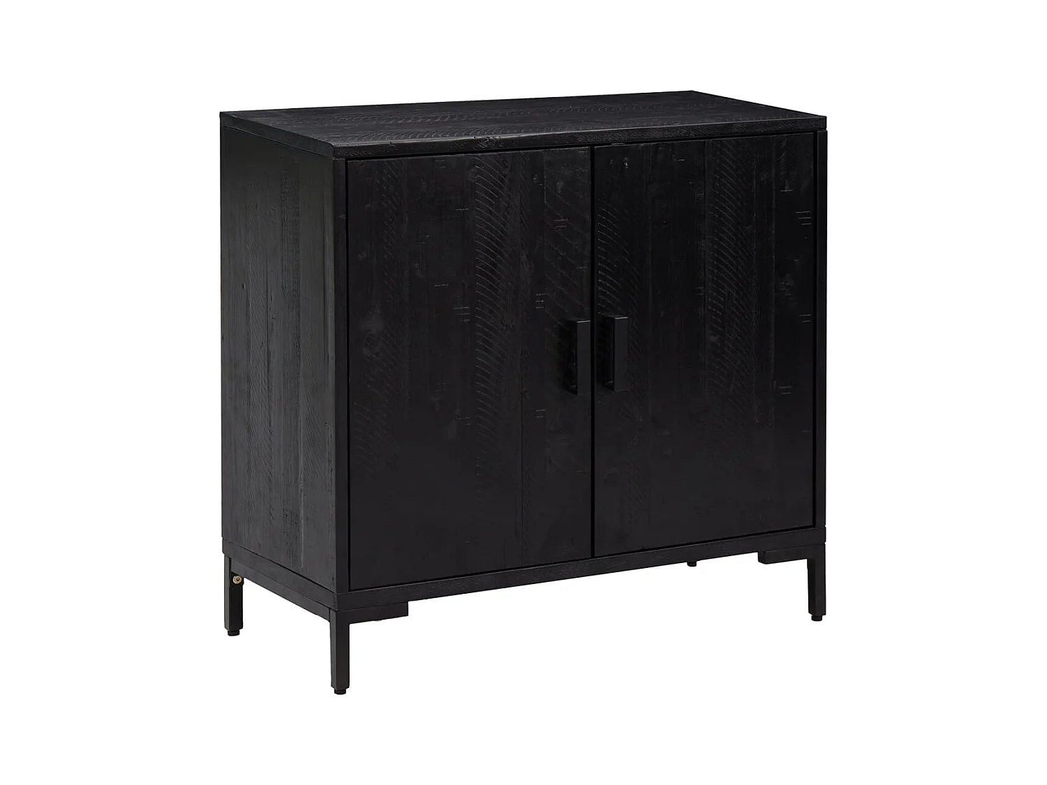 Buffet Noir 75x35x70 cm Bois de pin massif