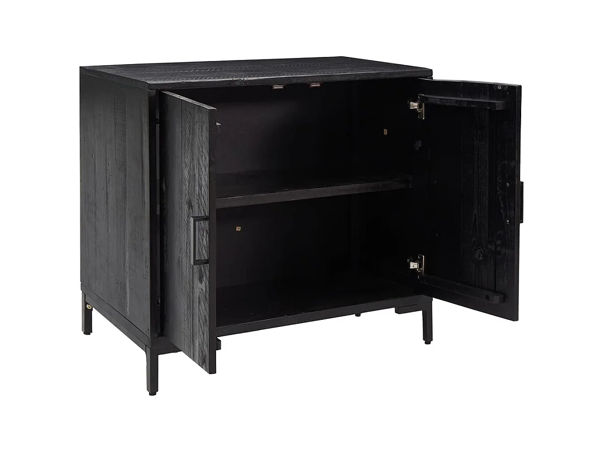 Buffet Noir 75x35x70 cm Bois de pin massif
