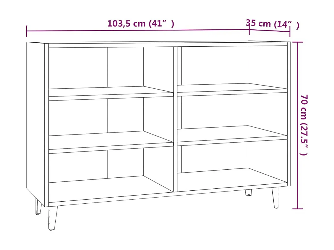 Buffet Chêne fumé 103,5x35x70 cm Bois d'ingénierie