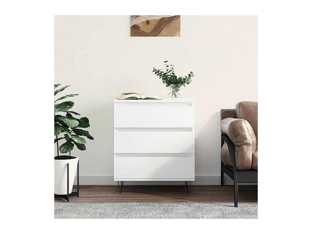 Aparador de madera contrachapada blanco 60x35x70 cm