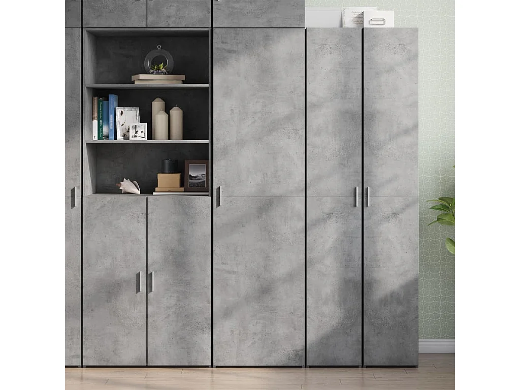 Buffet haut gris béton 50x42,5x185 cm bois d'ingénierie