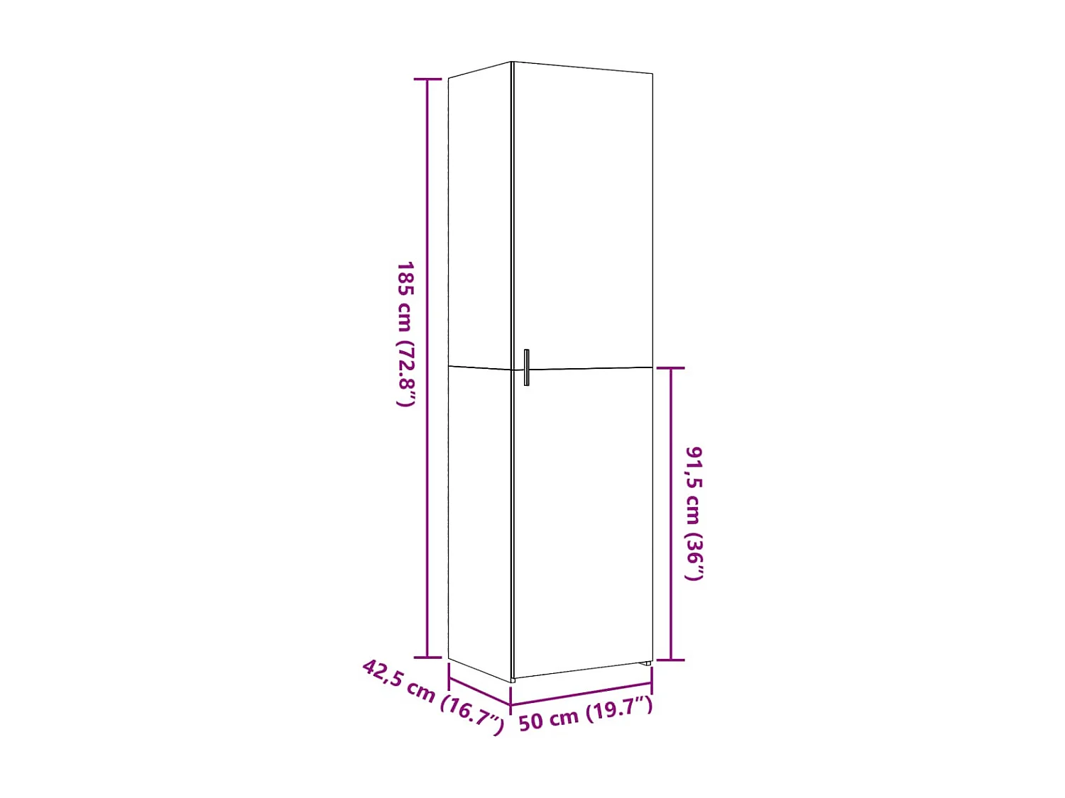 Buffet haut gris béton 50x42,5x185 cm bois d'ingénierie
