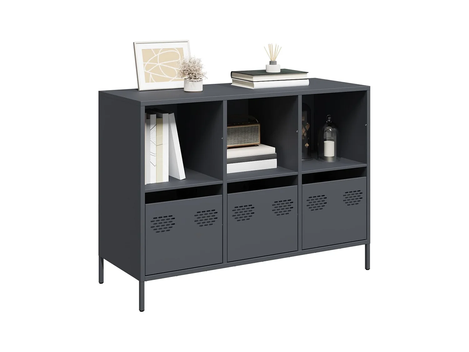 Buffet anthracite 101,5x39x73,5 cm acier laminé à froid