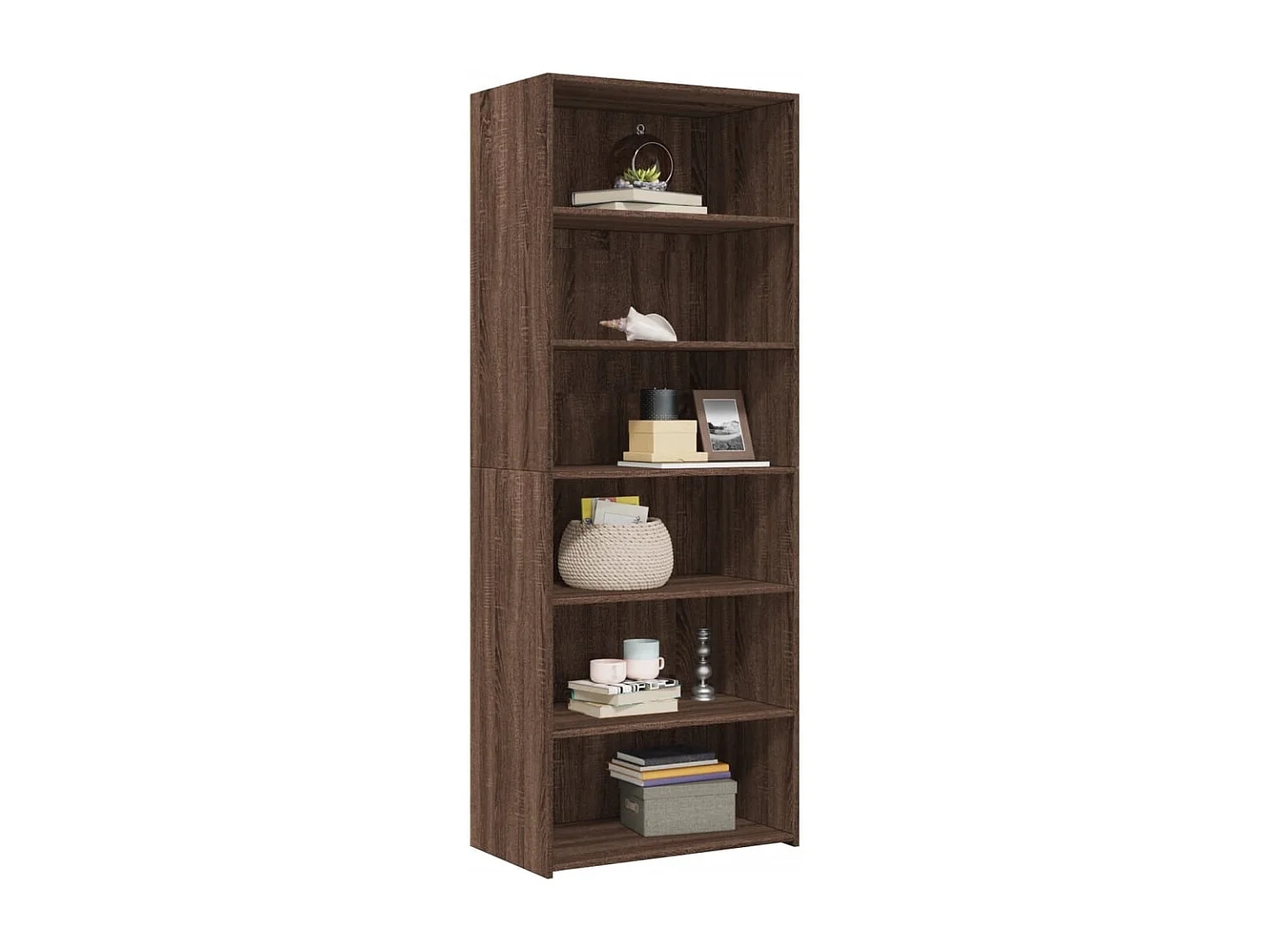 Buffet haut chêne marron 70x41x185 cm bois d'ingénierie