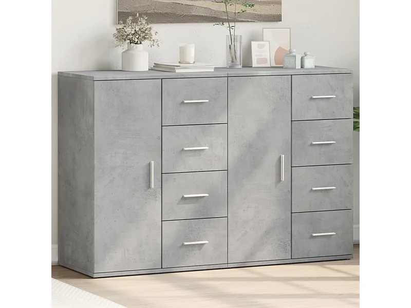Buffets 2 pièces gris béton 59x39x80 cm bois d'ingénierie