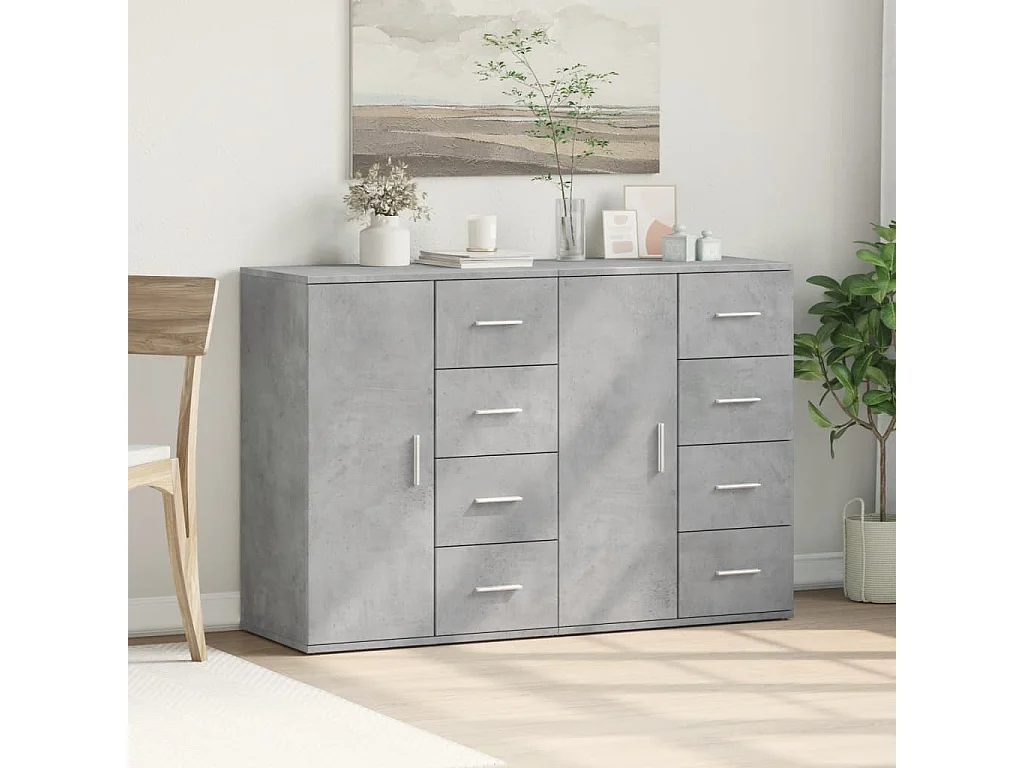 Buffets 2 pièces gris béton 59x39x80 cm bois d'ingénierie