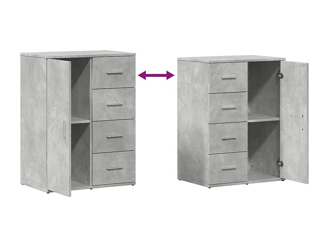 Buffets 2 pièces gris béton 59x39x80 cm bois d'ingénierie