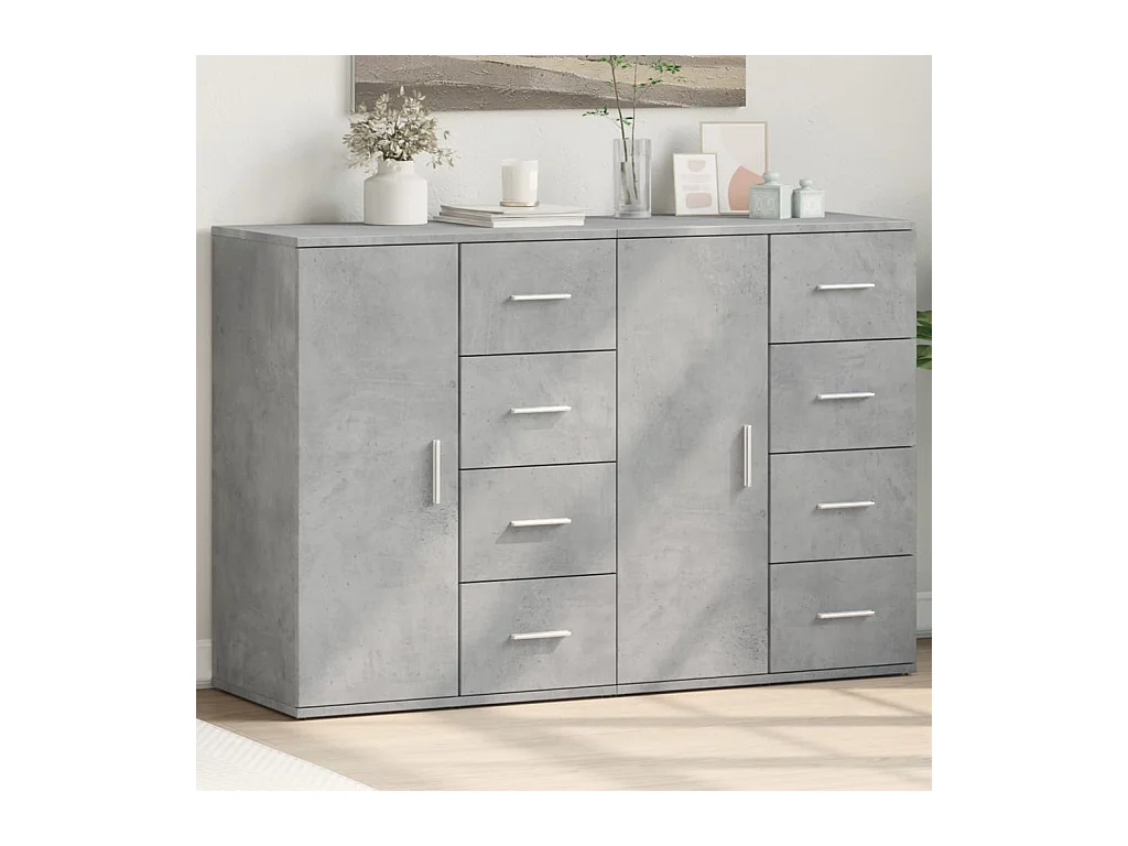 Buffets 2 pièces gris béton 59x39x80 cm bois d'ingénierie