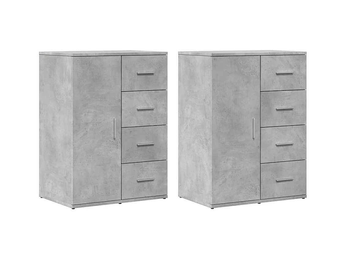 Buffets 2 pièces gris béton 59x39x80 cm bois d'ingénierie