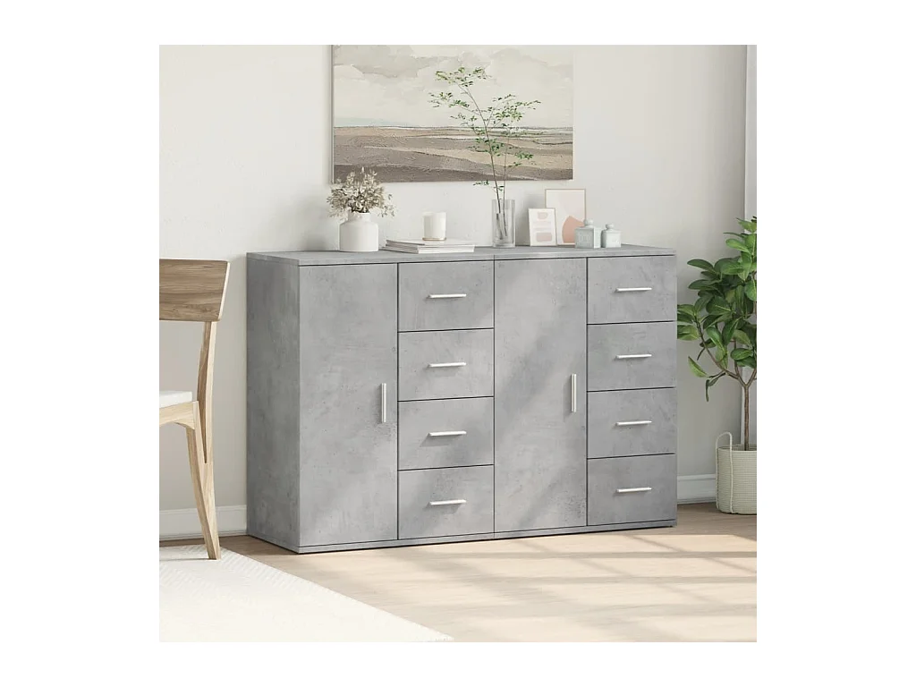 Buffets 2 pièces gris béton 59x39x80 cm bois d'ingénierie
