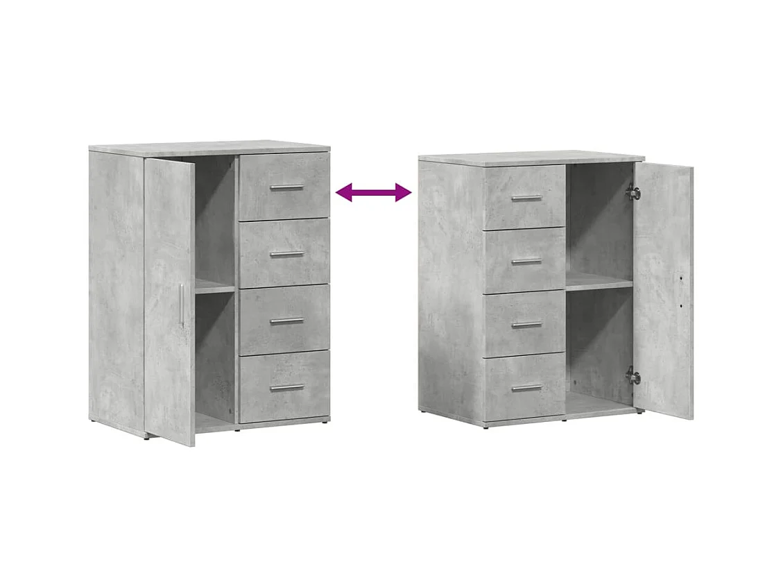 Buffets 2 pièces gris béton 59x39x80 cm bois d'ingénierie