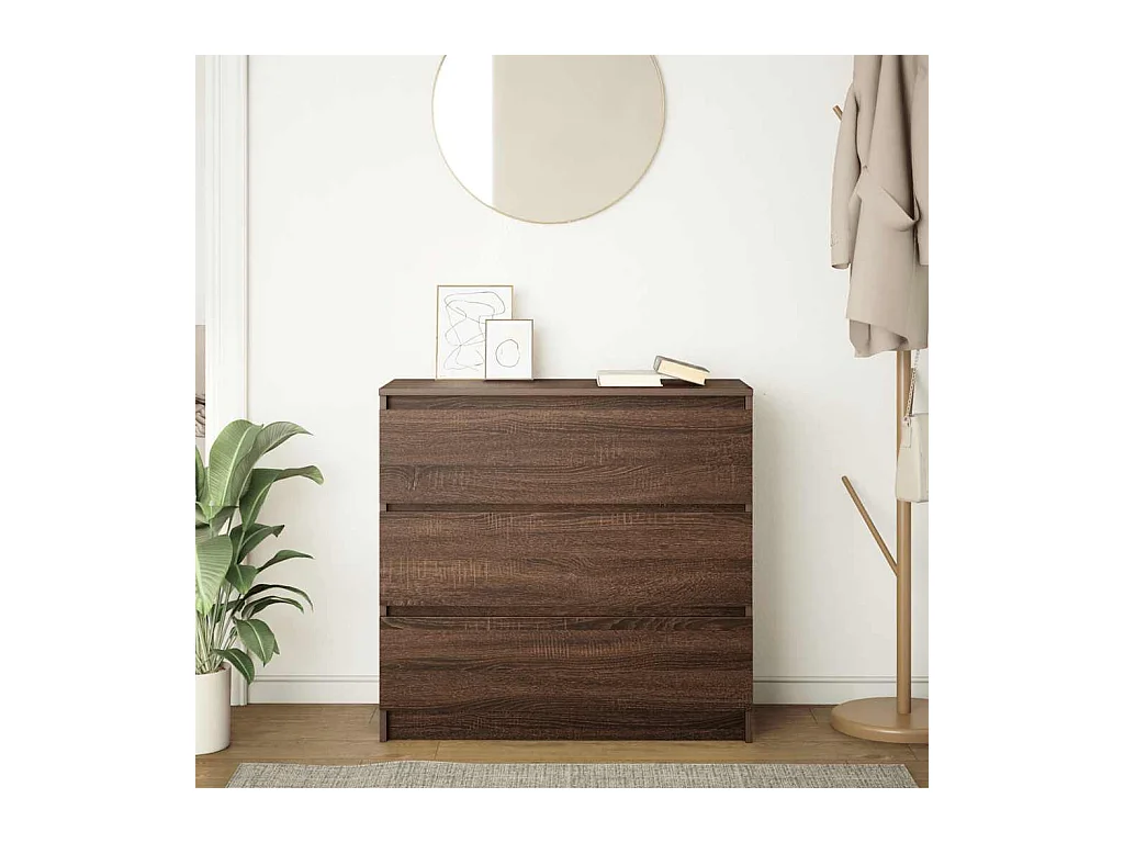 Buffet chêne marron 80x35x76 cm bois d'ingénierie