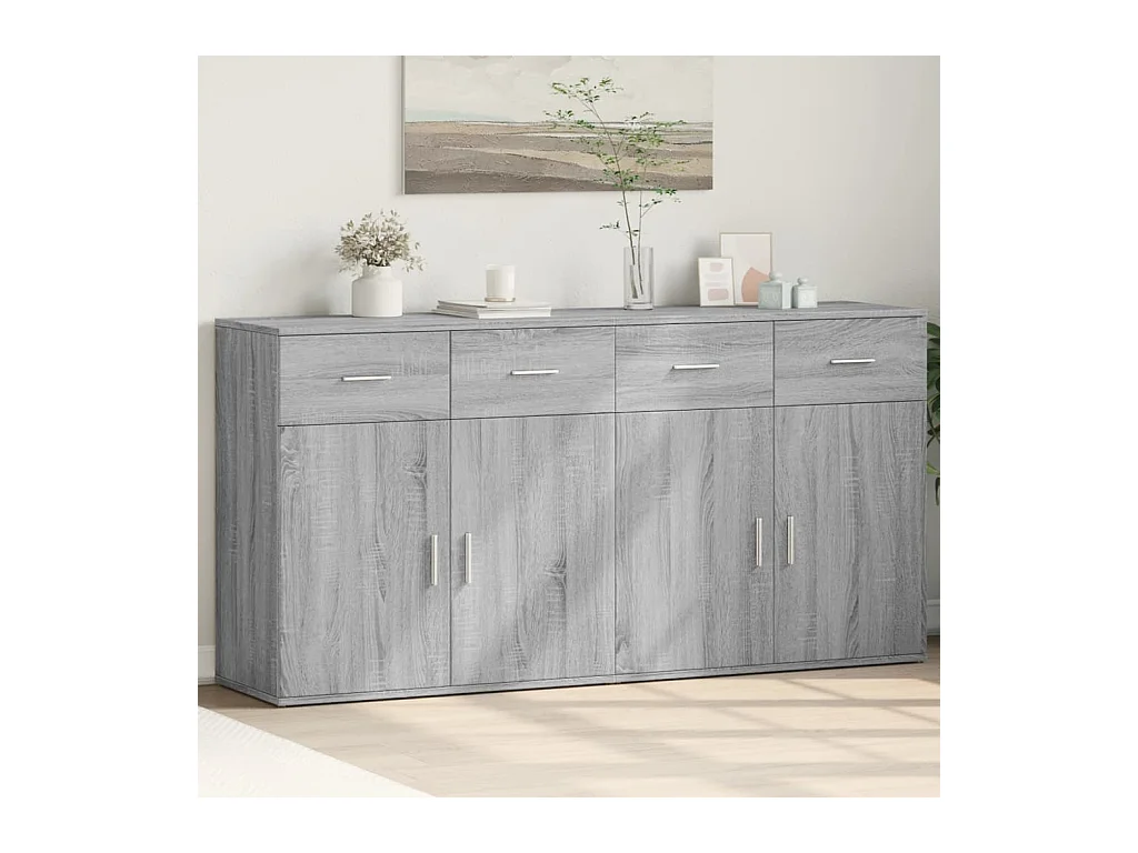 Buffets 2 pièces sonoma gris 79x38x80 cm bois d'ingénierie