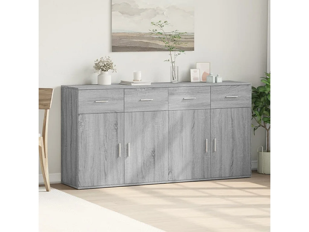 Buffets 2 pièces sonoma gris 79x38x80 cm bois d'ingénierie