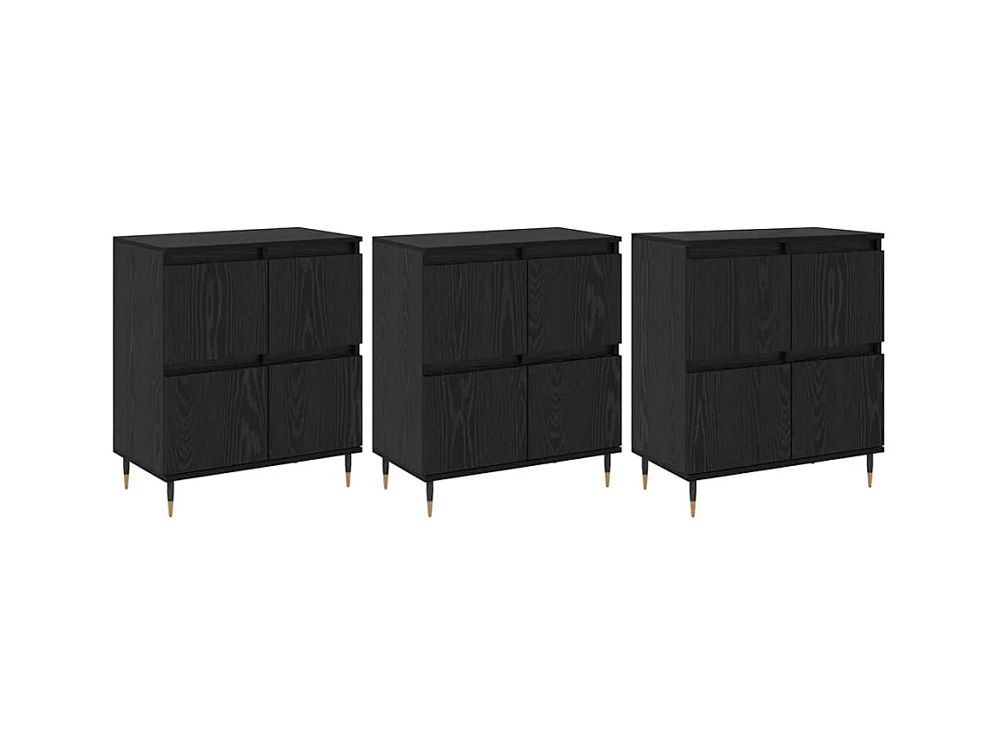 Buffets 3 pièces Chêne noir 180 x 35 x 70 cm Bois d'ingénierie