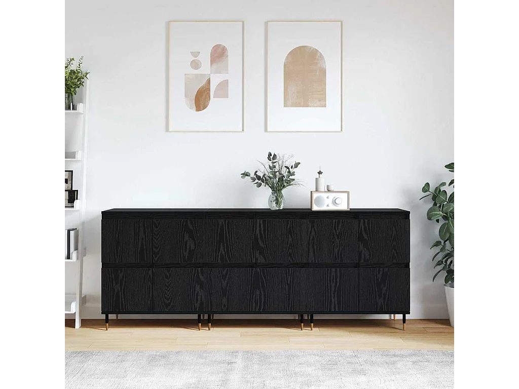 Buffets 3 pièces Chêne noir 180 x 35 x 70 cm Bois d'ingénierie