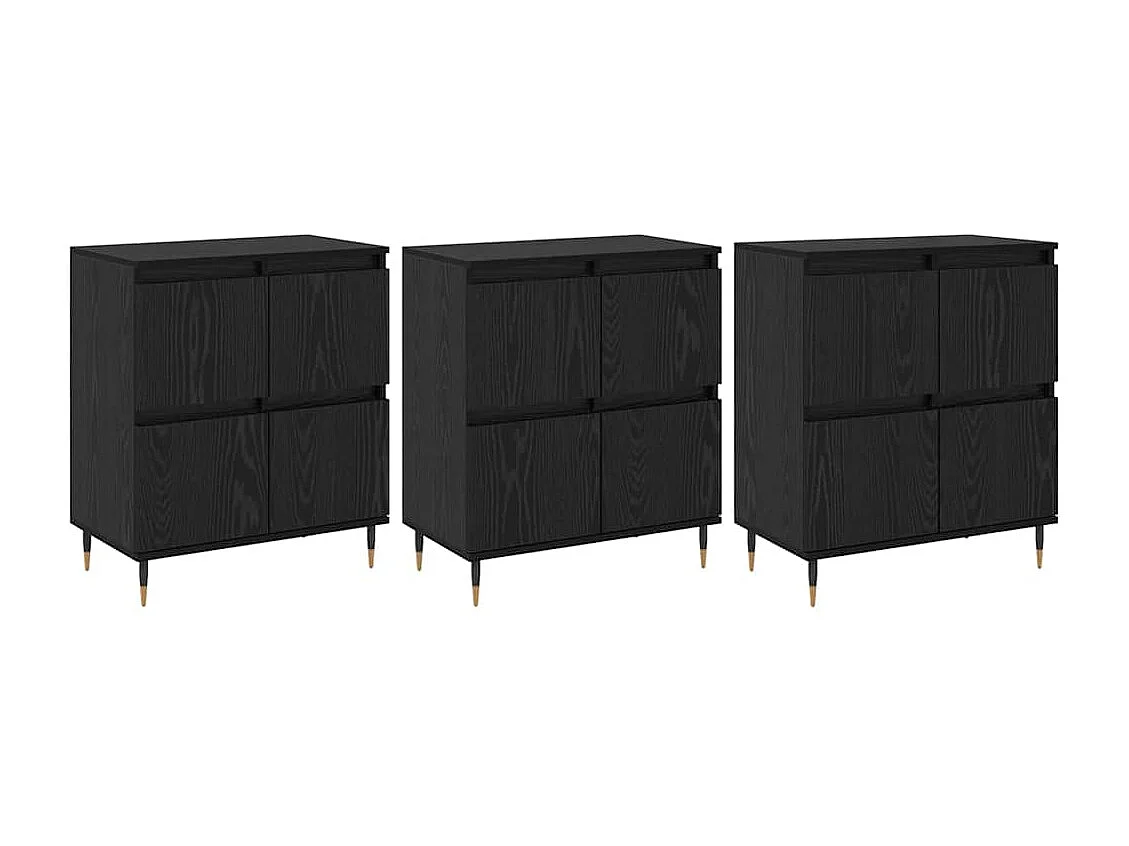 Buffets 3 pièces Chêne noir 180 x 35 x 70 cm Bois d'ingénierie