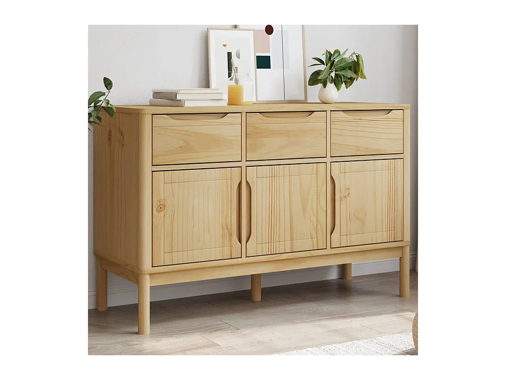 Buffet FLORO marron cire 114x43x74 cm bois massif de pin