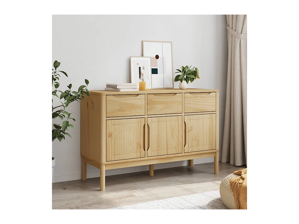 Buffet FLORO marron cire 114x43x74 cm bois massif de pin